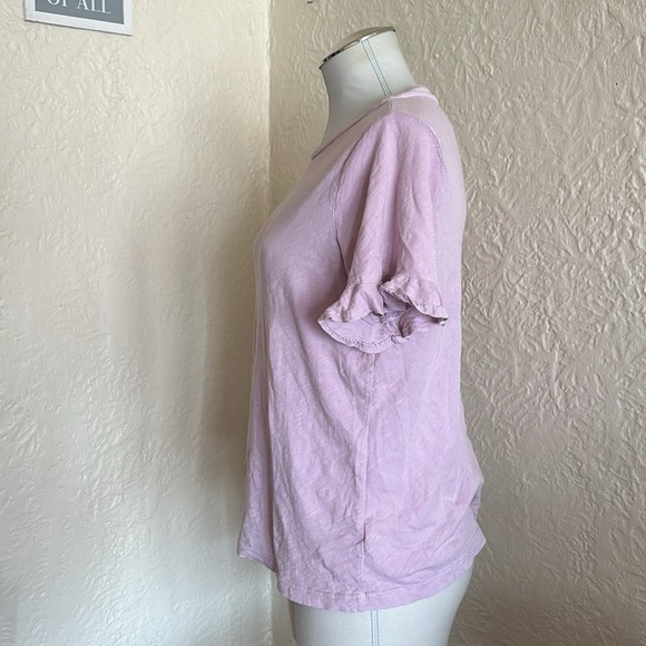 Sundry Light Purple Lilac Ruffle Short Sleeve T-Shirt 1 - Picture 4 of 10